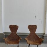 pair of Italian wicker chairs