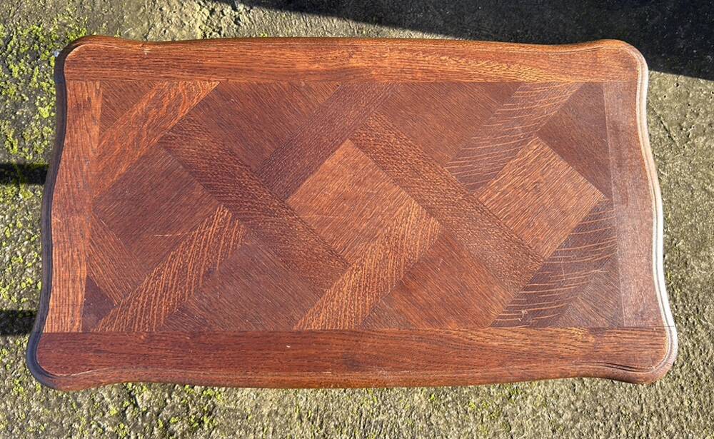 Small coffee or side table, oak, marquetry, Louis XV style, vintage