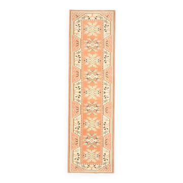 Tapis coureur vintage en laine et coton turc noué à la main orange 77x276