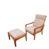 Vintage armchair from the 1960s/70s, high back, made of Kristensen teak, Danish manufactured.
