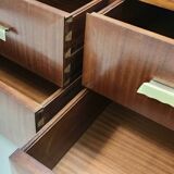 High-Quality Walnut Chest of Drawers with a Thick Glass Top, Italy