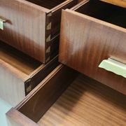 High-Quality Walnut Chest of Drawers with a Thick Glass Top, Italy