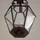 Hexagonal shaped copper and glass hanging lantern