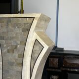 Hollywood regency lamp base maitland smith (usa), tessellated stones & brass, ca 1970