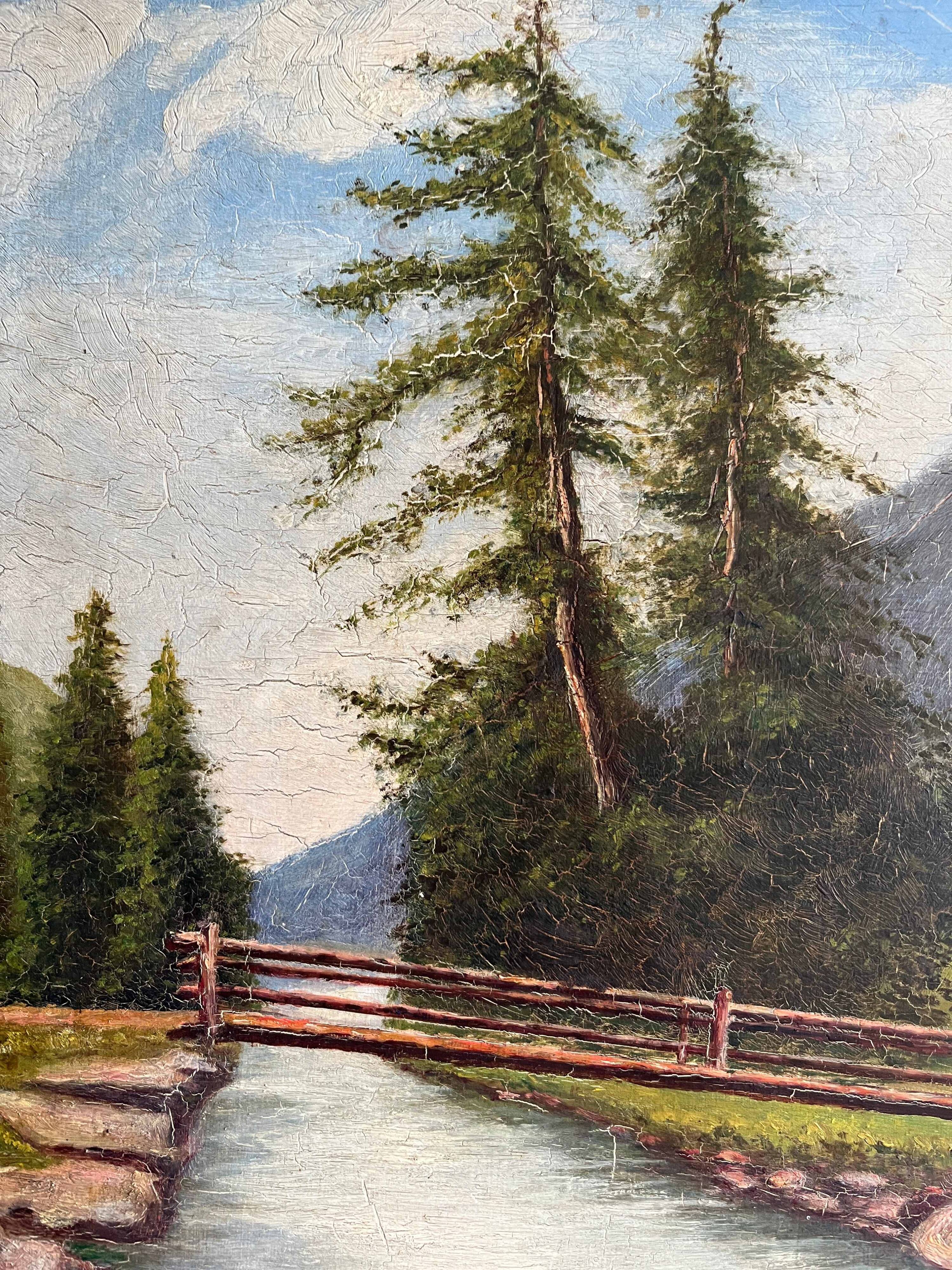 Tableau HSP 1934 "Mountain Landscape" signed Ch. Pfister Savoie (?)