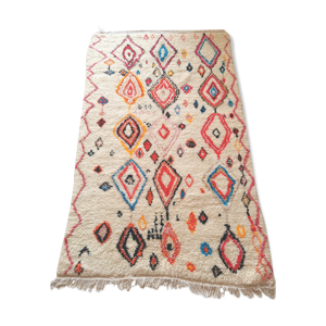 Tapis berbère Azilal à losanges multicolore tissé main au maroc 238x144cm