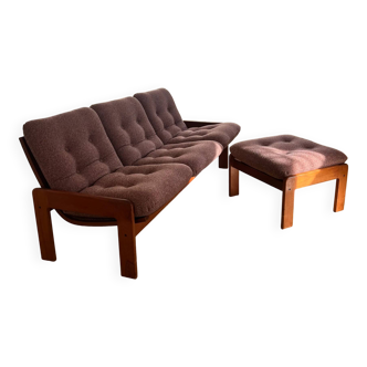 Ensemble : Canapé 3 places avec pouf mauve par Yngve Ekström pour Swedese