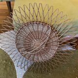 Round wicker mirror from the 1960s.