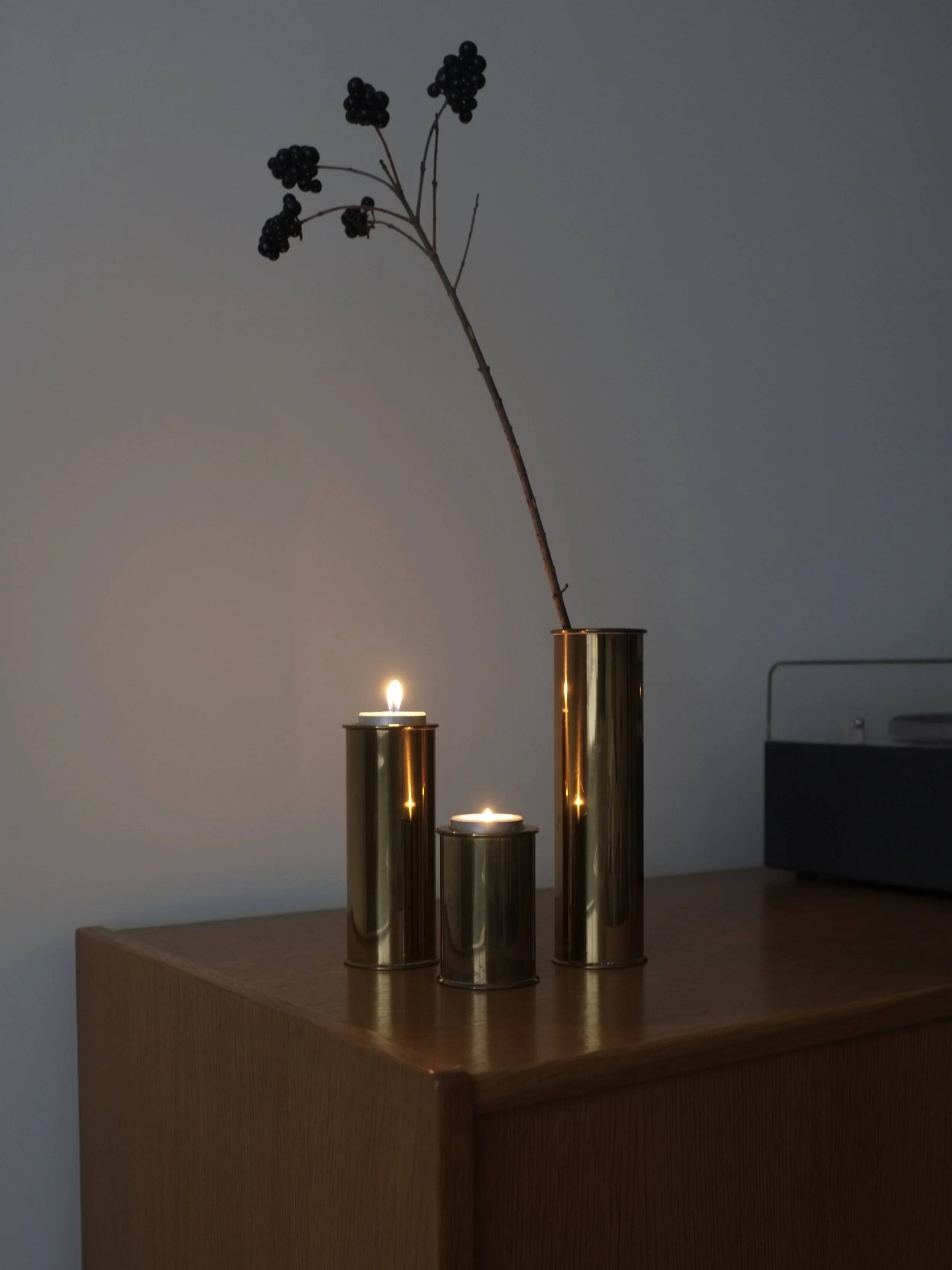 3 brutalist brass candle holders from Staffan Englesson AB | Sweden | 1970s