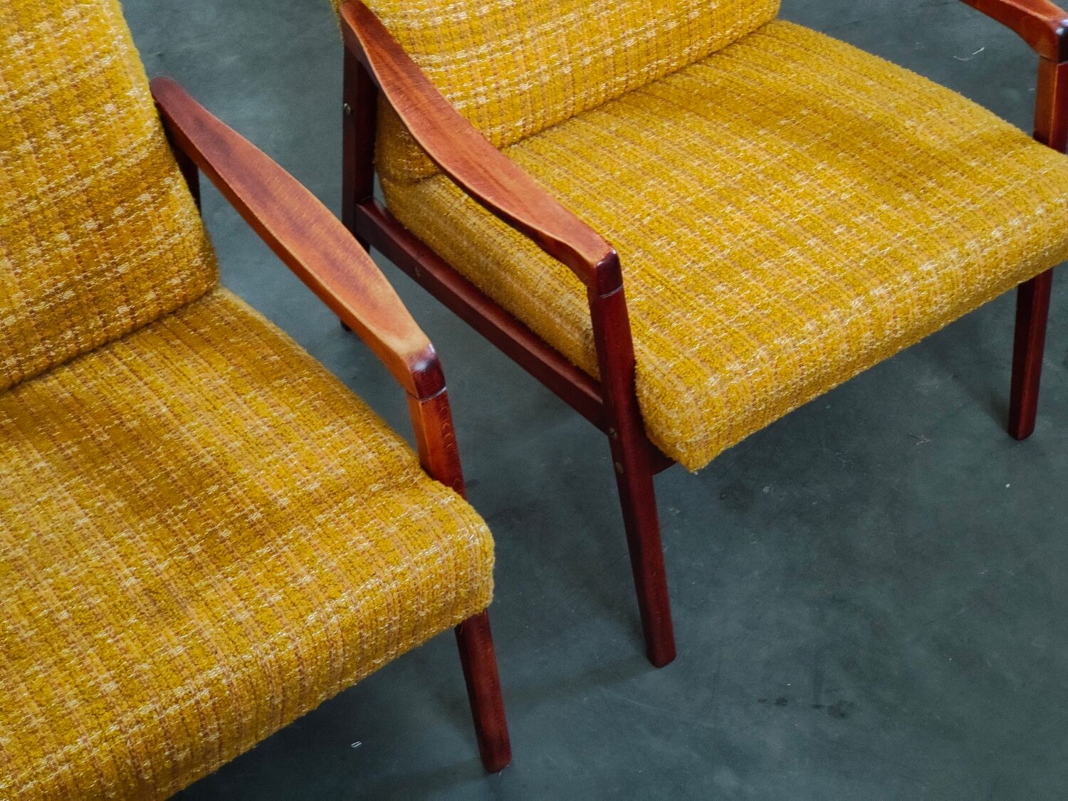 Pair of armchairs Jiri Jiroutek bouclette Yellow 1960