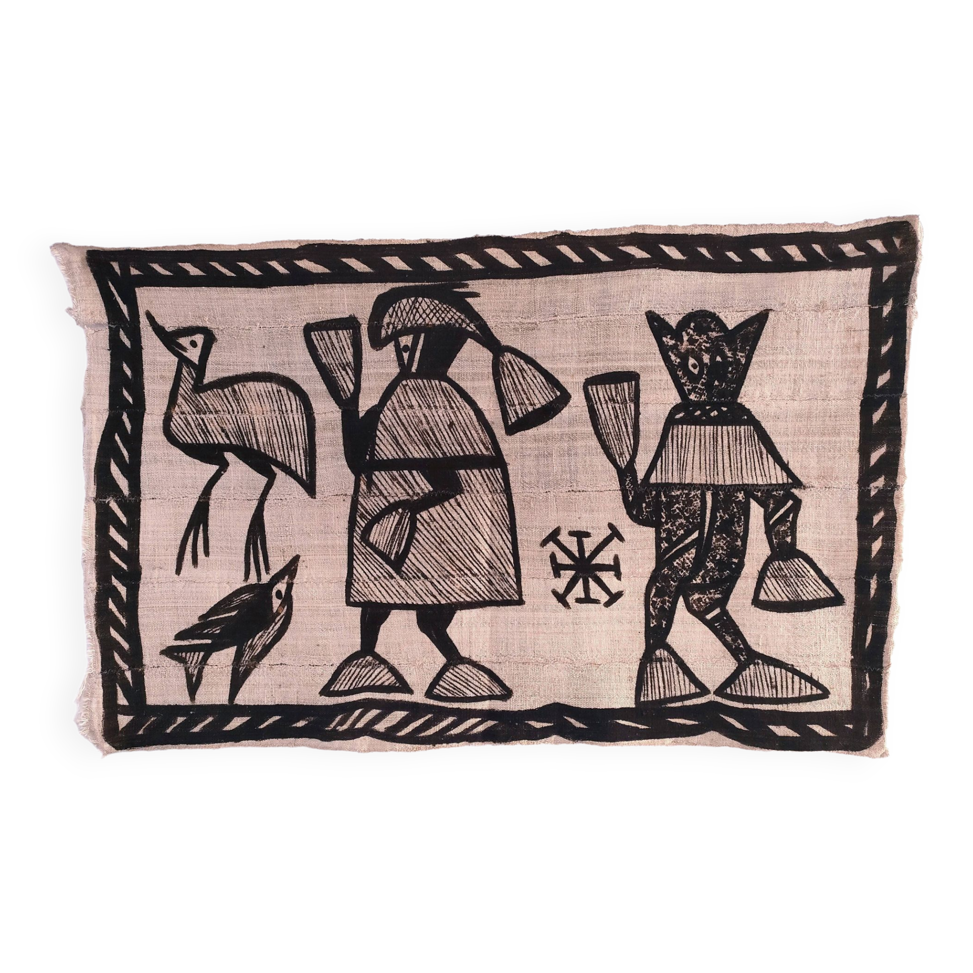 Vintage Korhogo Senoufo canvas tapestry L.103 cm