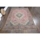 1970s vintage Persian handmade wool cotton pink oversized area rug  223x313