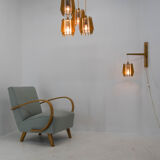 Set of chandelier and wall lamp by Drevo Humpolec, 1970