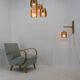 Set of chandelier and wall lamp by Drevo Humpolec, 1970