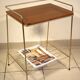 Side table - wooden and gold metal magazine rack