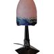 Art Nouveau lamp in marble glass in pink, blue and green hues.