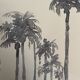 Signed monochrome watercolor painting “sunset over the palm trees”