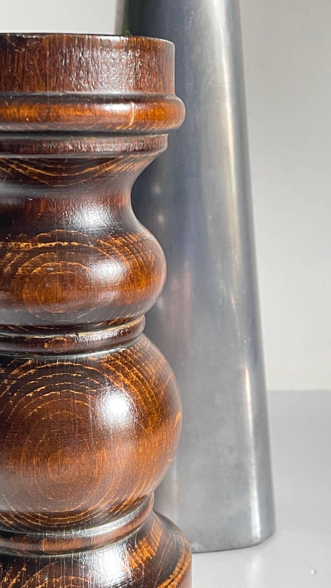 Vintage ikea wood and metal candle holders
