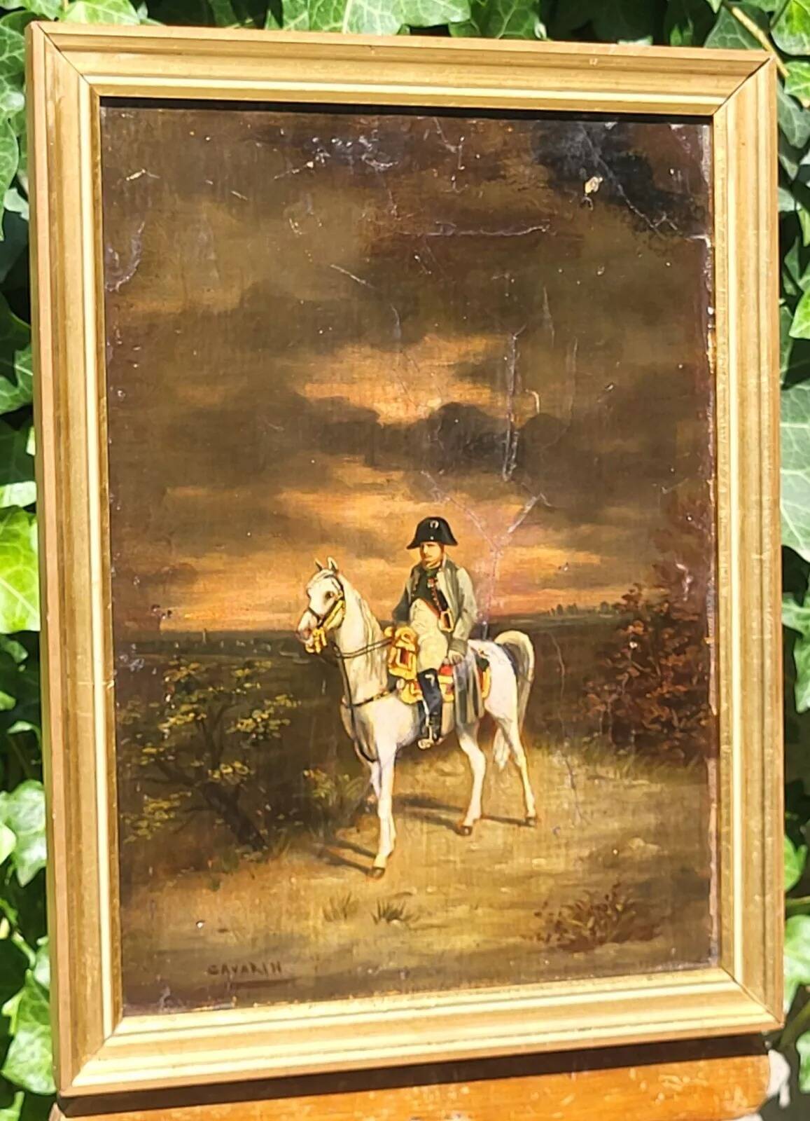 Peinture à l'huile sur toile représentant Napoléon