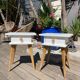 Paire de chevets vintage pieds compas hauts top design