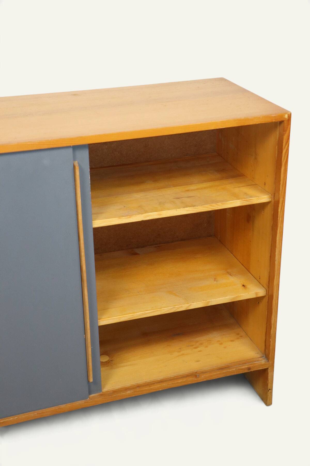 Vintage wooden sideboard with sliding doors – 1960s