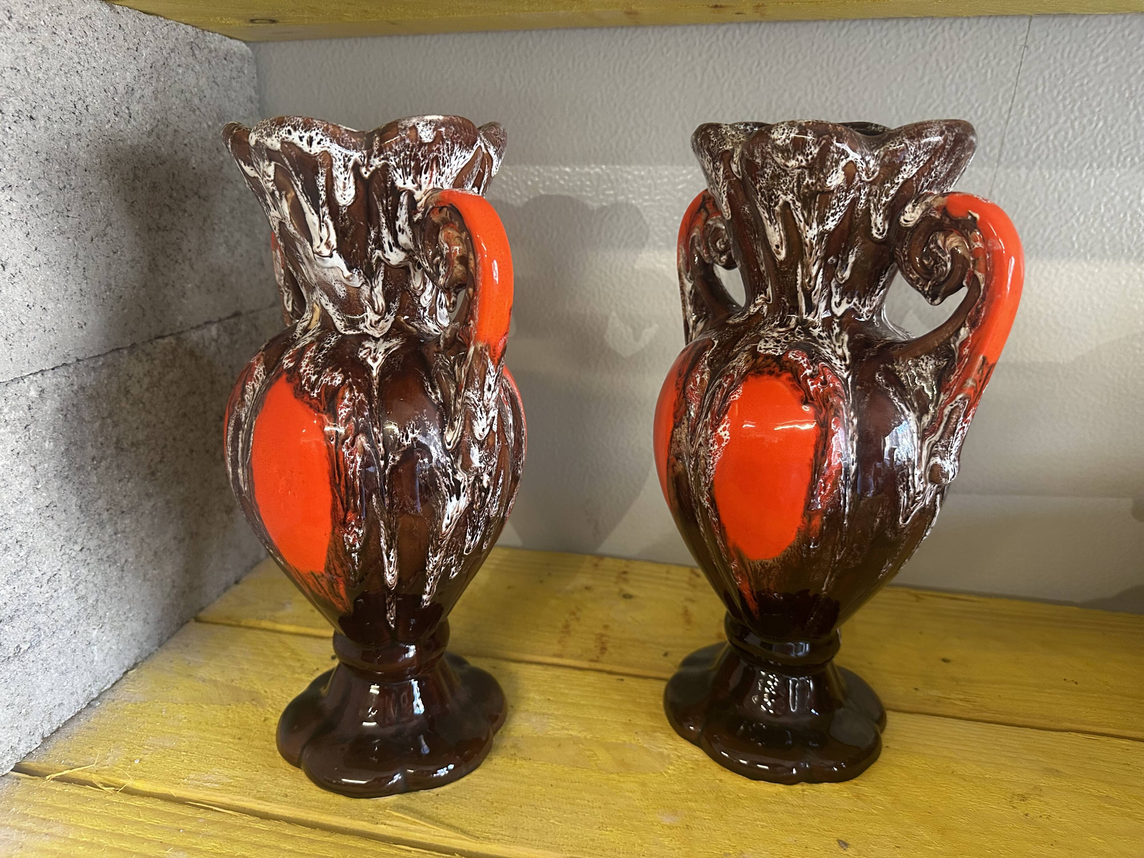 Pair of large Vallauris amphora-style vases, 31 cm high