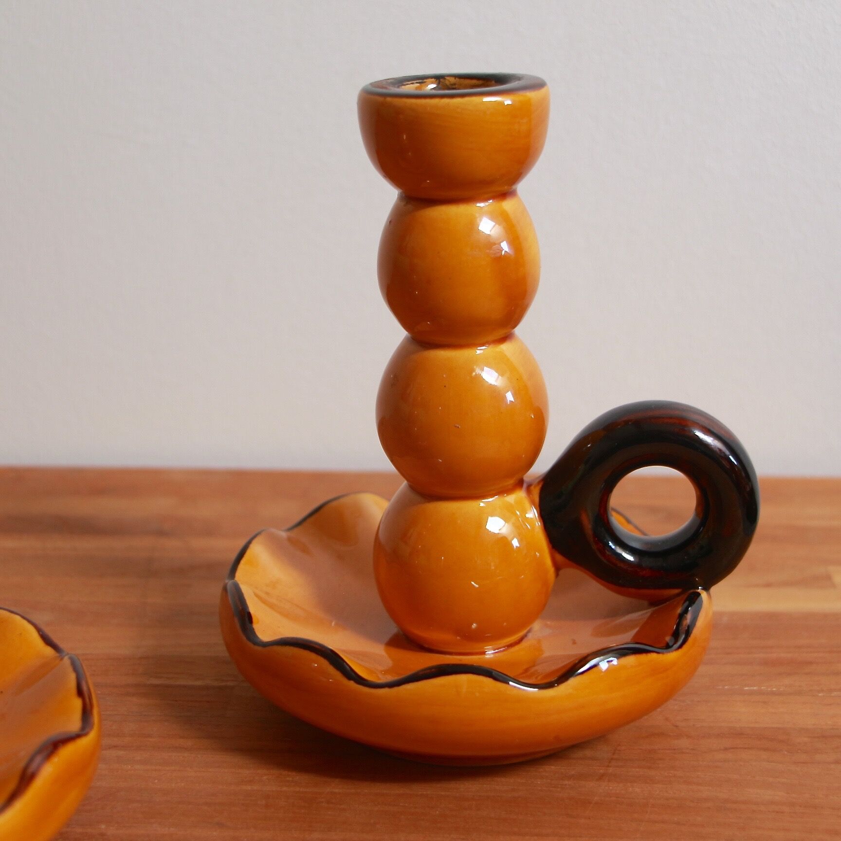 Pair of ceramic candle holders