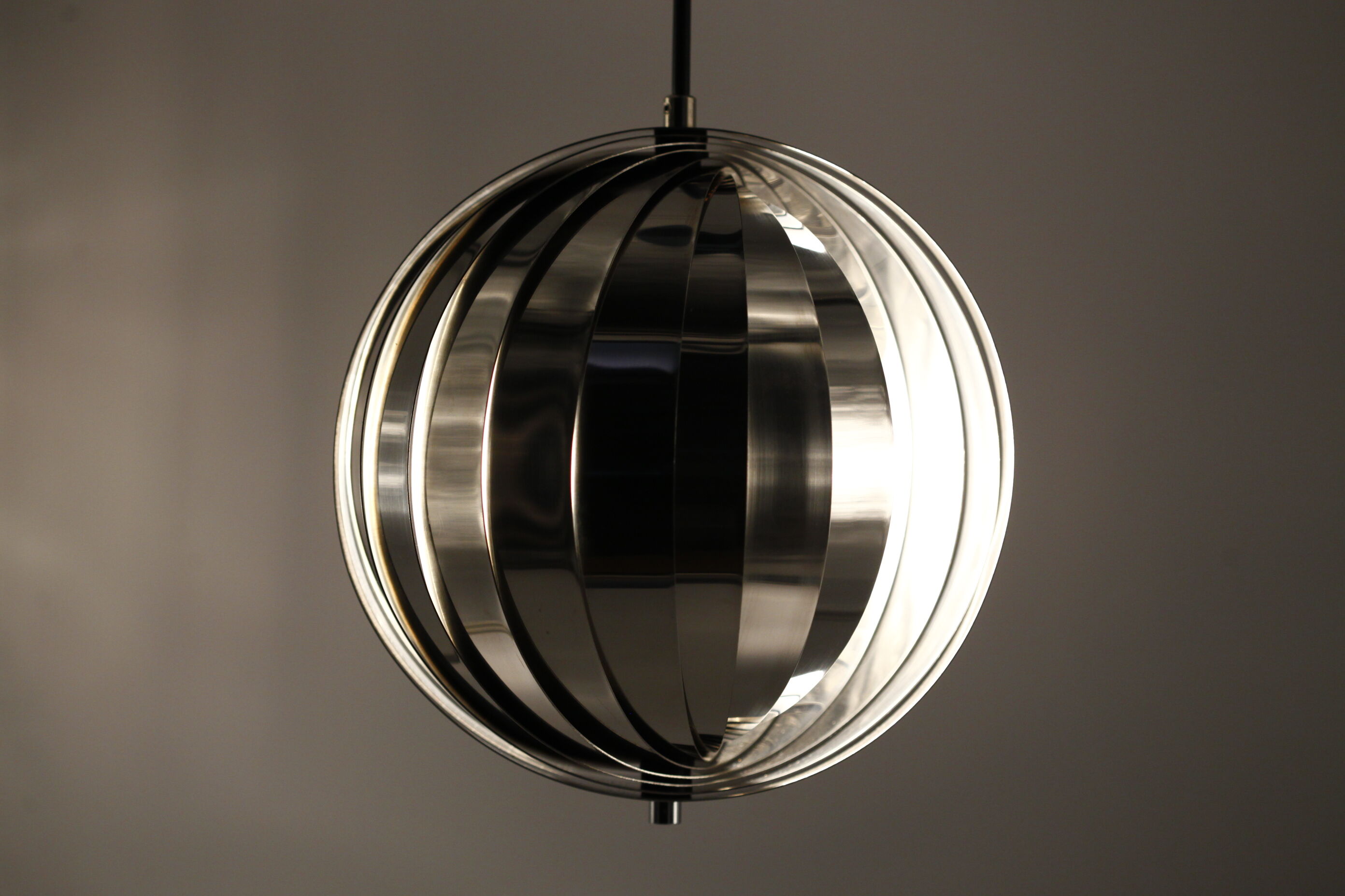 Ceiling lamp moon spiral chrome space age vintage spain 70's