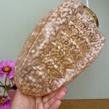 Vintage art deco globe pendant light in pink clichy glass