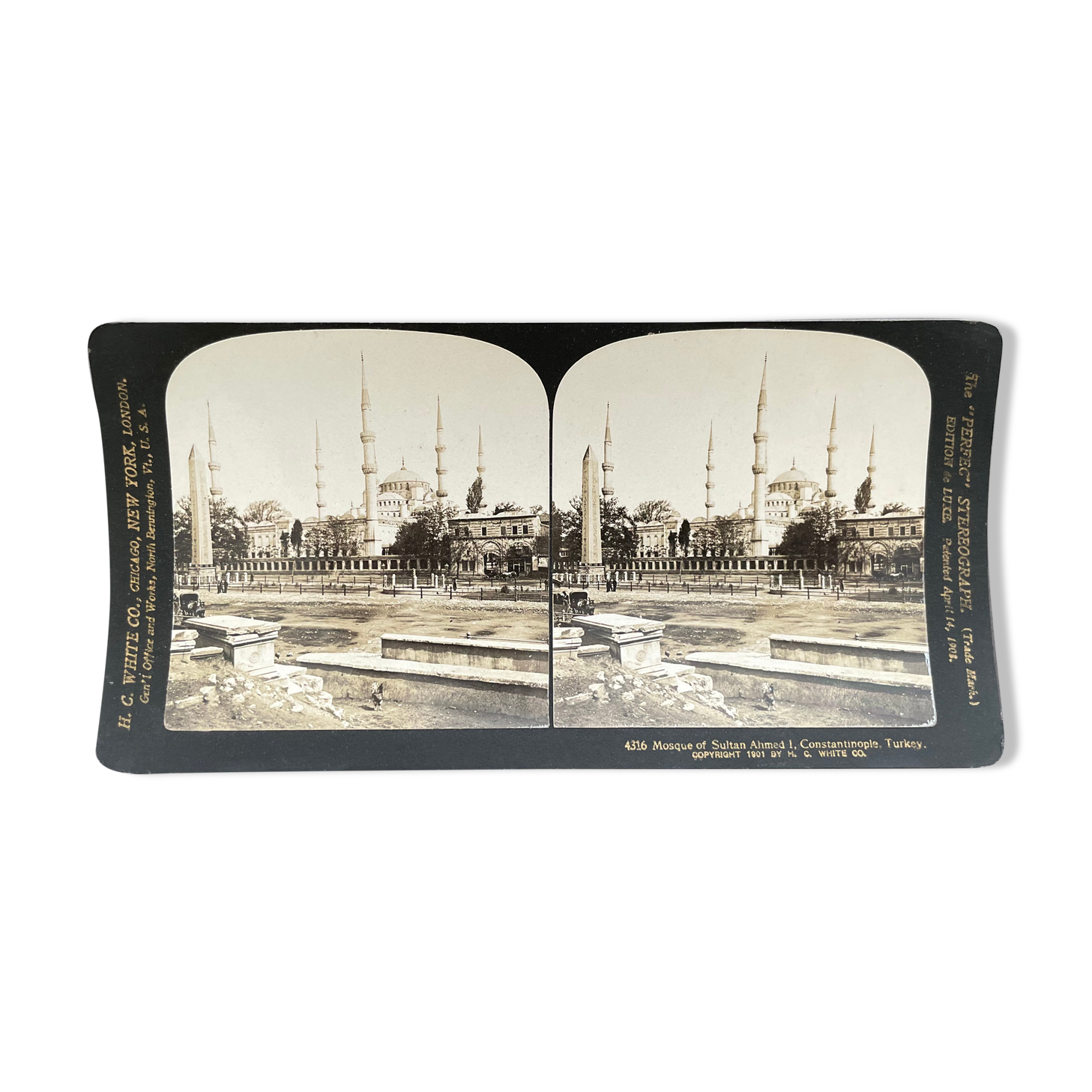Old photography stereo, stereograph, luxury albumine 1903 Sultan Ahmed Mosque 1st