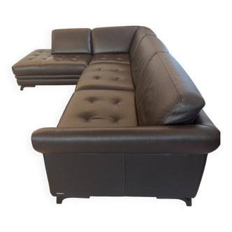 Canapé d'angle cuir marron foncé - roche bobois perspective