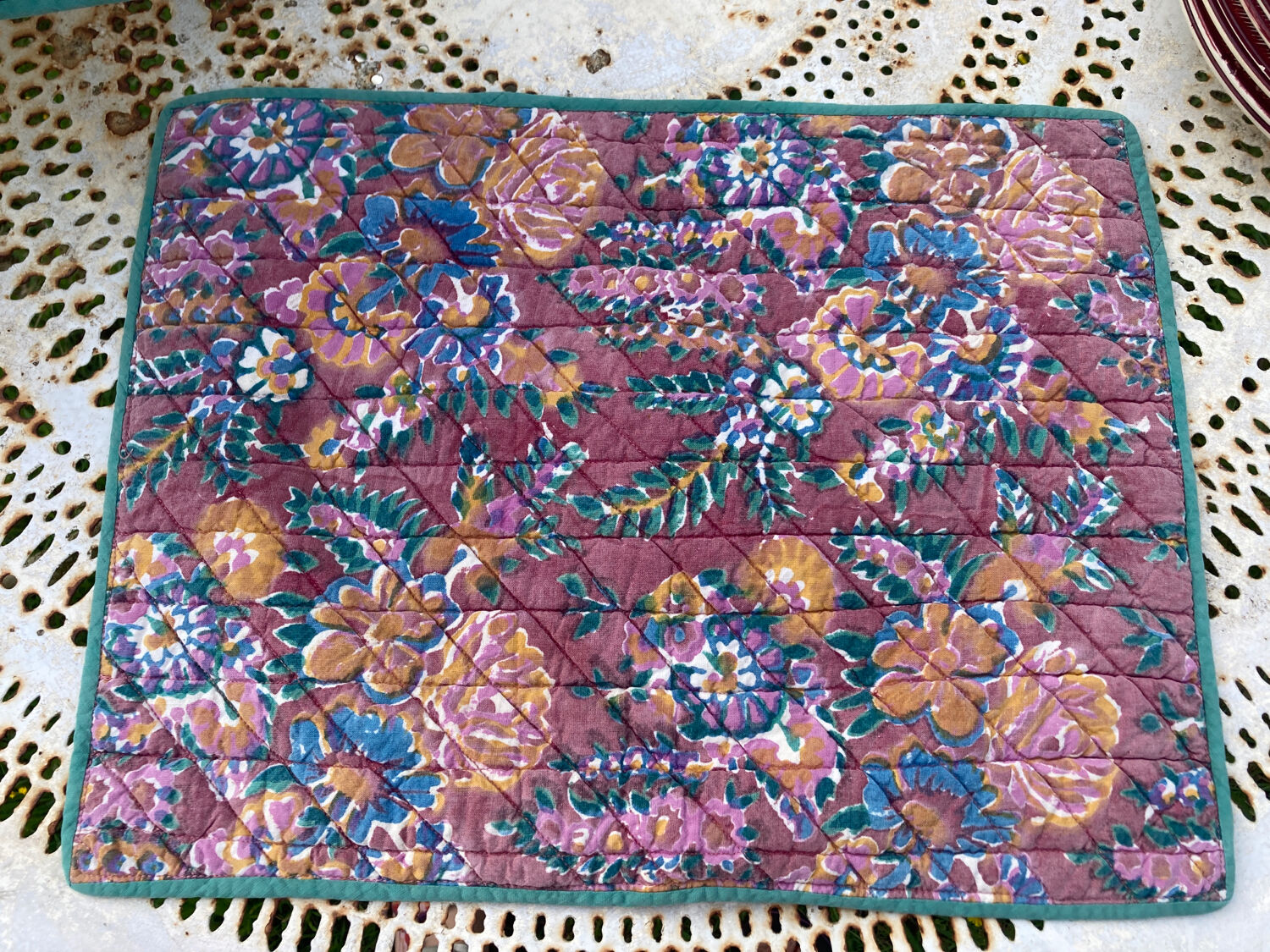 6 Simrane Indian floral fabric placemats