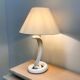 Vintage white ceramic cobra table lamp, 1970s. Attributed to Tommaso Barbi.