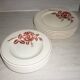 Set of 6 old hollow plates in beige and red earthenware