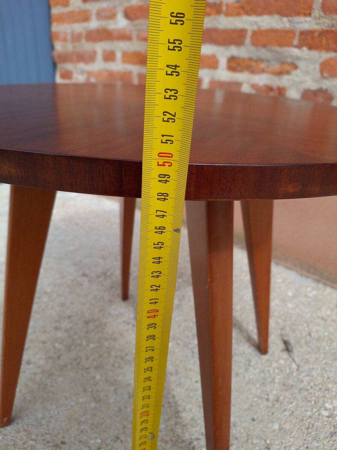 Vintage Scandinavian coffee table, tapered legs and marquetry, 1960s.