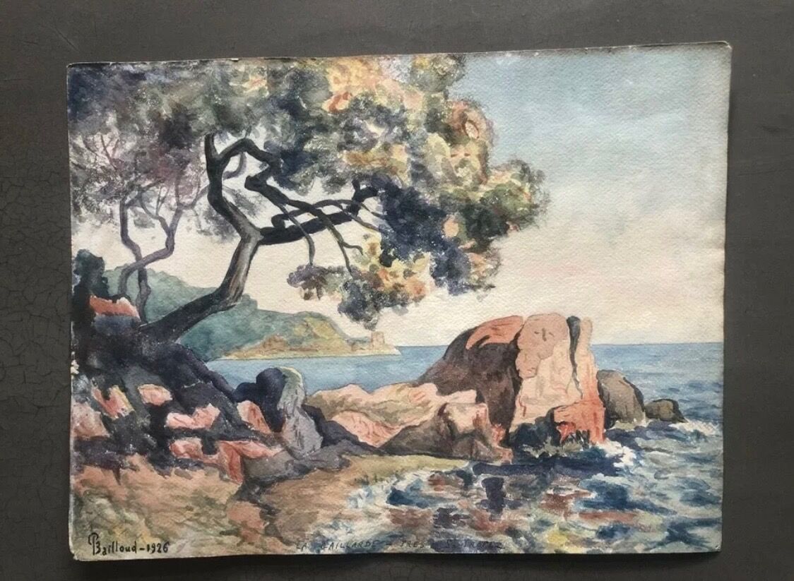 Painting painting Saint Tropez watercolor 1926