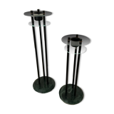 Duo of vintage candle holders in marble and plexiglass 70s-80s