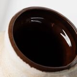 XXL Scheurich ceramic vase with beige-brown gradient glaze, jug with handle, 1970s Germany, vintage country-house decor