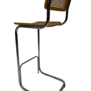 Vintage bar stool 80's Design Cesca style chrome and webbing