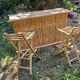 Bamboo bar and 2 vintage stools