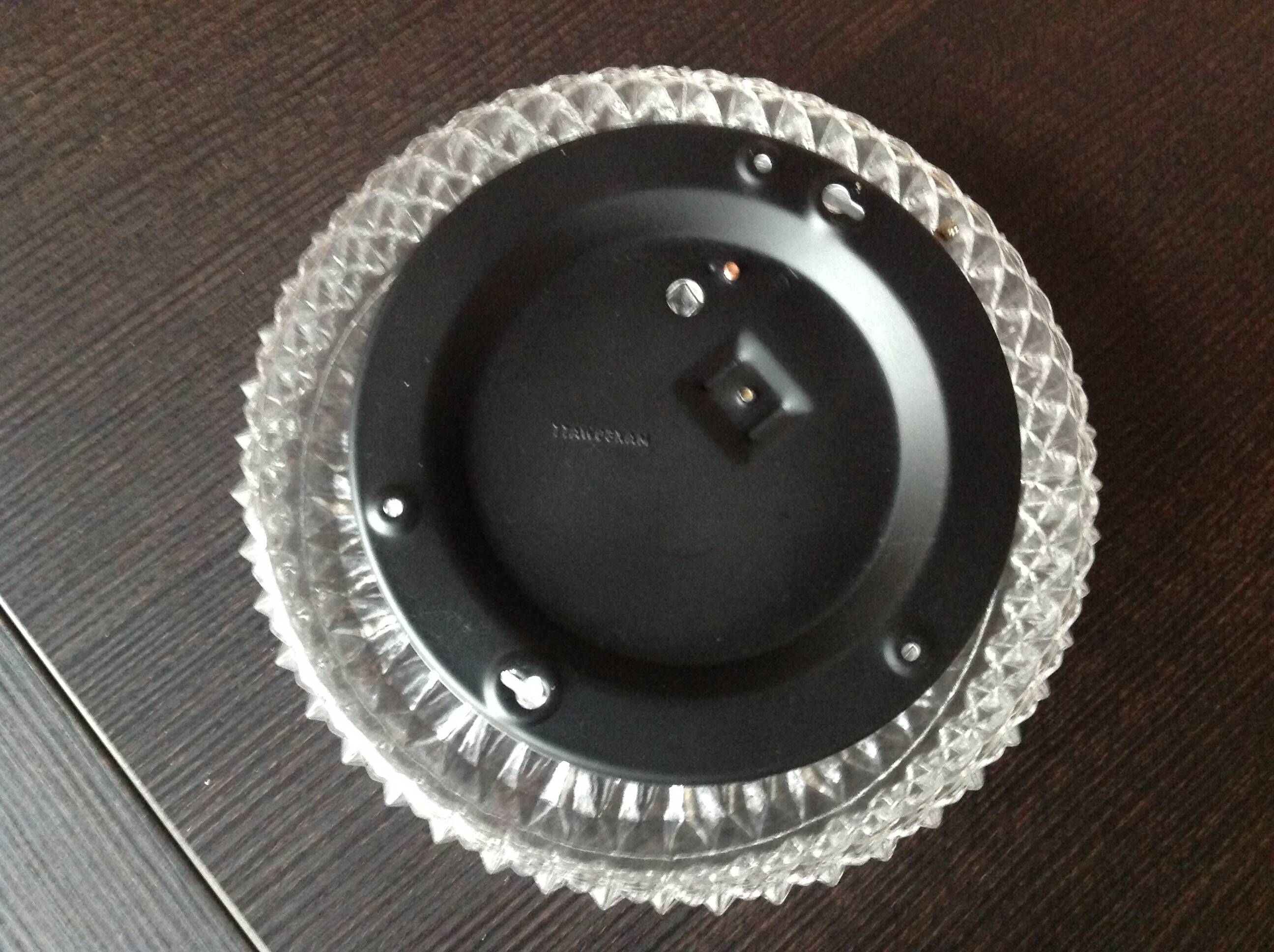 Round diamond-tipped glass ceiling light / vintage 60s-70s