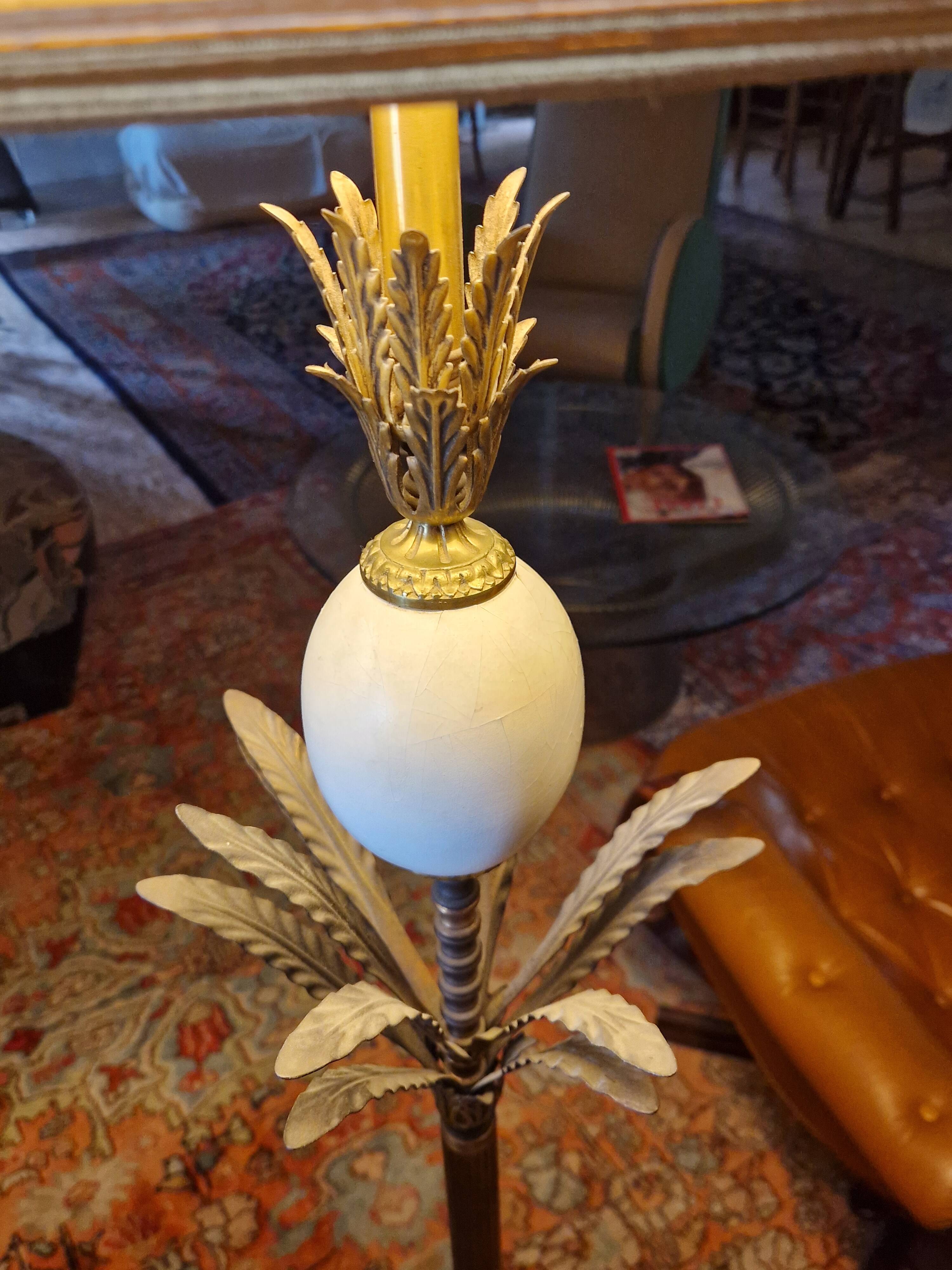 Lampe oeuf d'autruche et ananas style Jansen