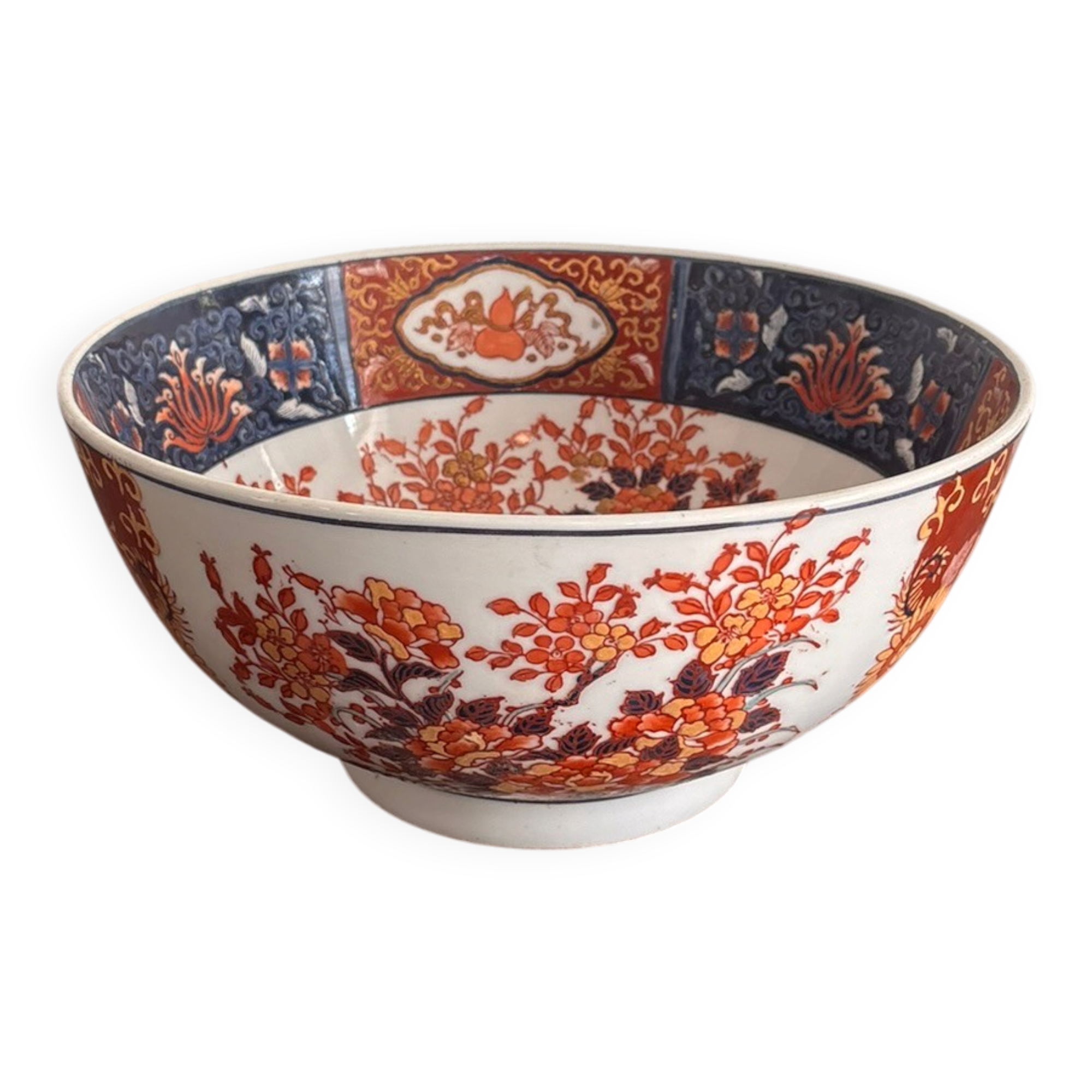 Antique Imari Bowl Plate Japan Meiji Xianfeng Flowers