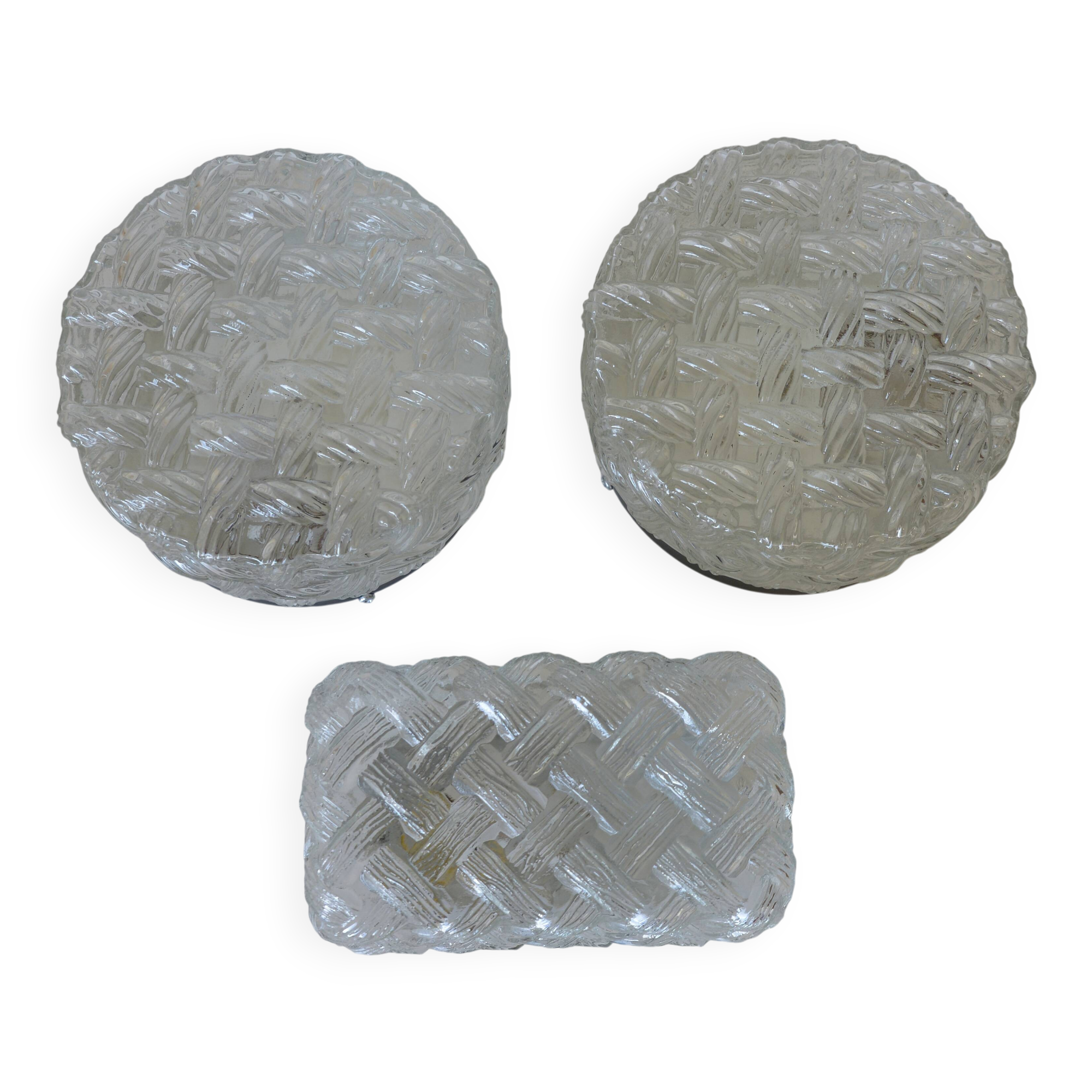 Appliques vintage, lot de 3 appliques murales, plafonnier encastré