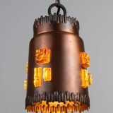 Josef Brumberg JBS Leuchten set of pendants with brass and amber glass