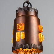Josef Brumberg JBS Leuchten set of pendants with brass and amber glass