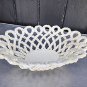 Vintage woven ceramic fruit bowl