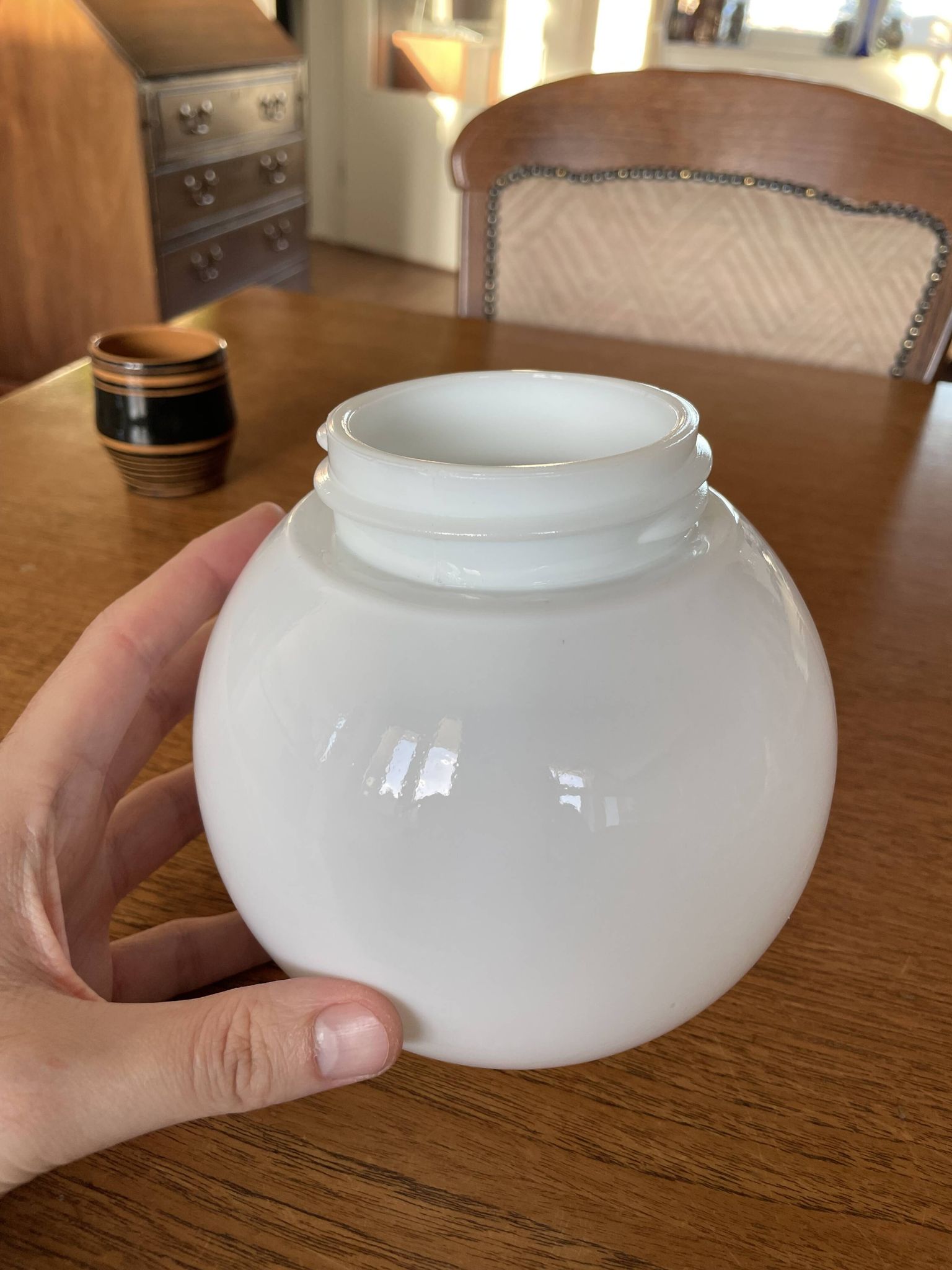 Milk Glass Spherical Ceiling Lamp, Opaline Shade with Diameter 7.5 cm