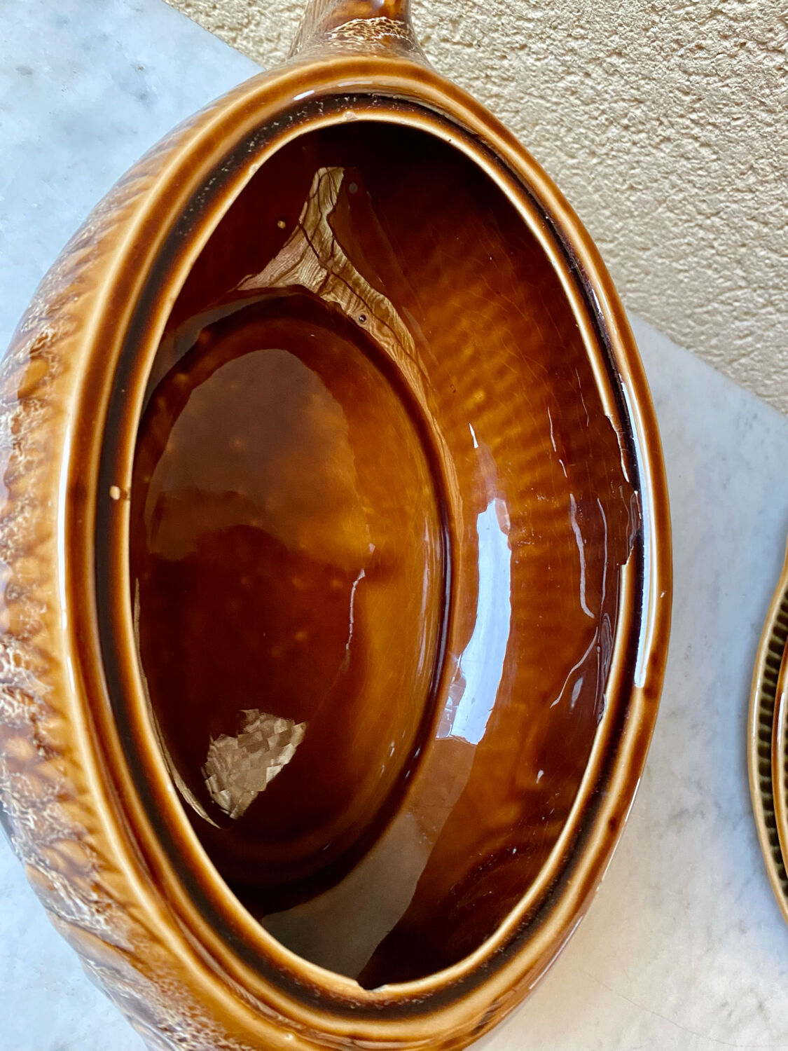 Fish service 8 plates and ceramic soup slurry Sarreguemines vintage 60