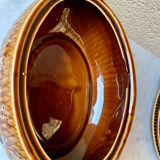 Fish service 8 plates and ceramic soup slurry Sarreguemines vintage 60